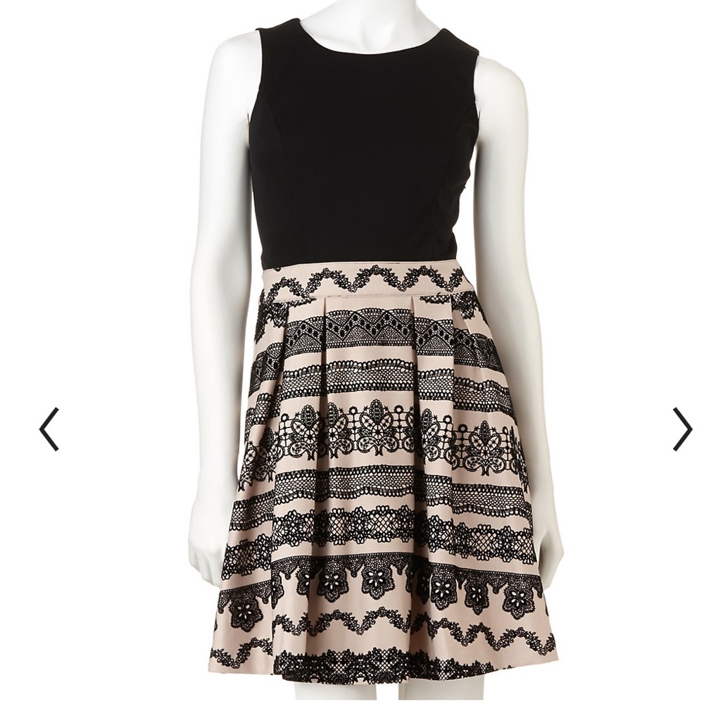 Elle Black and Beige Lace Dress